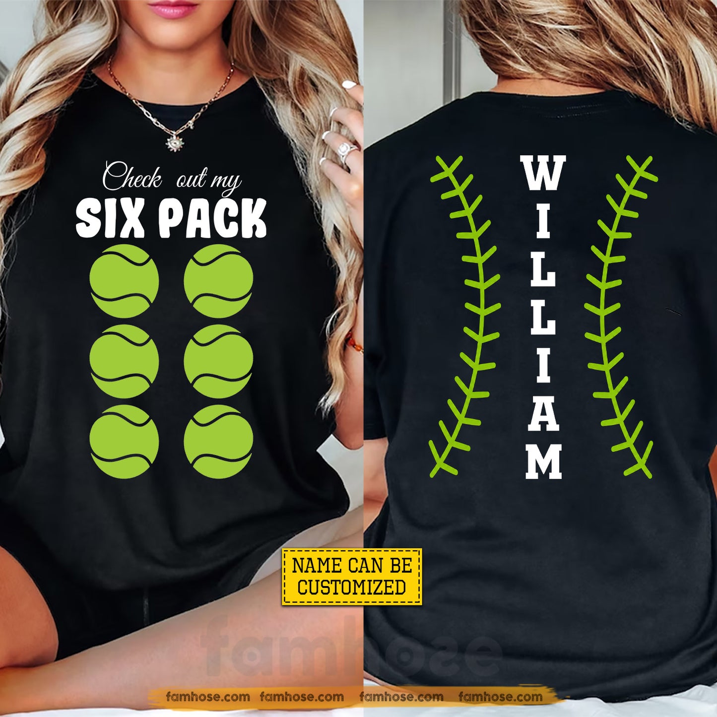 Funny Personalized Tennis Two-sided T-shirt, Check Out My Six Pack Sport Tees Gift For Tennis Lover