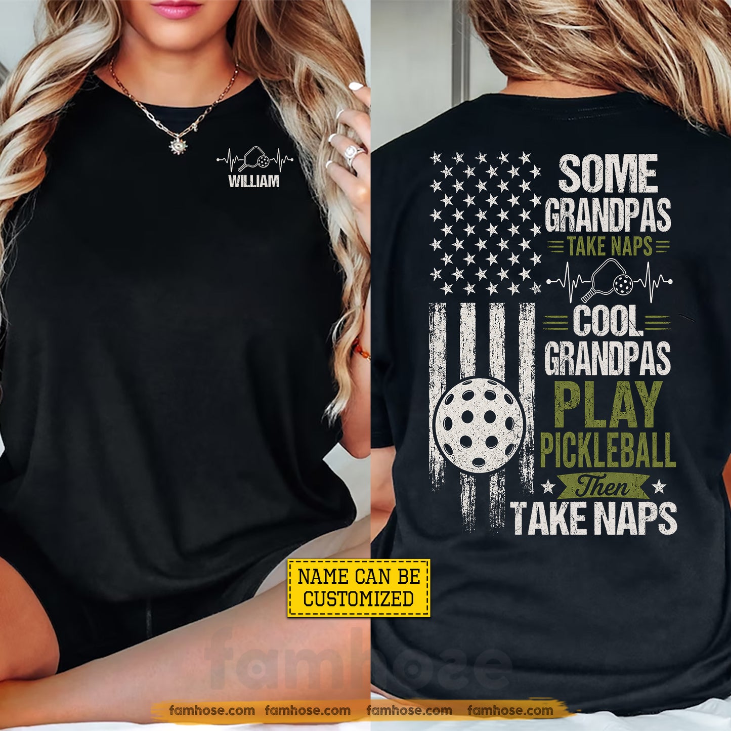 Personalized Pickleball Two-sided T-shirt, Some Grandpas Take Naps Sport Tees Gift For Pickleball Lover