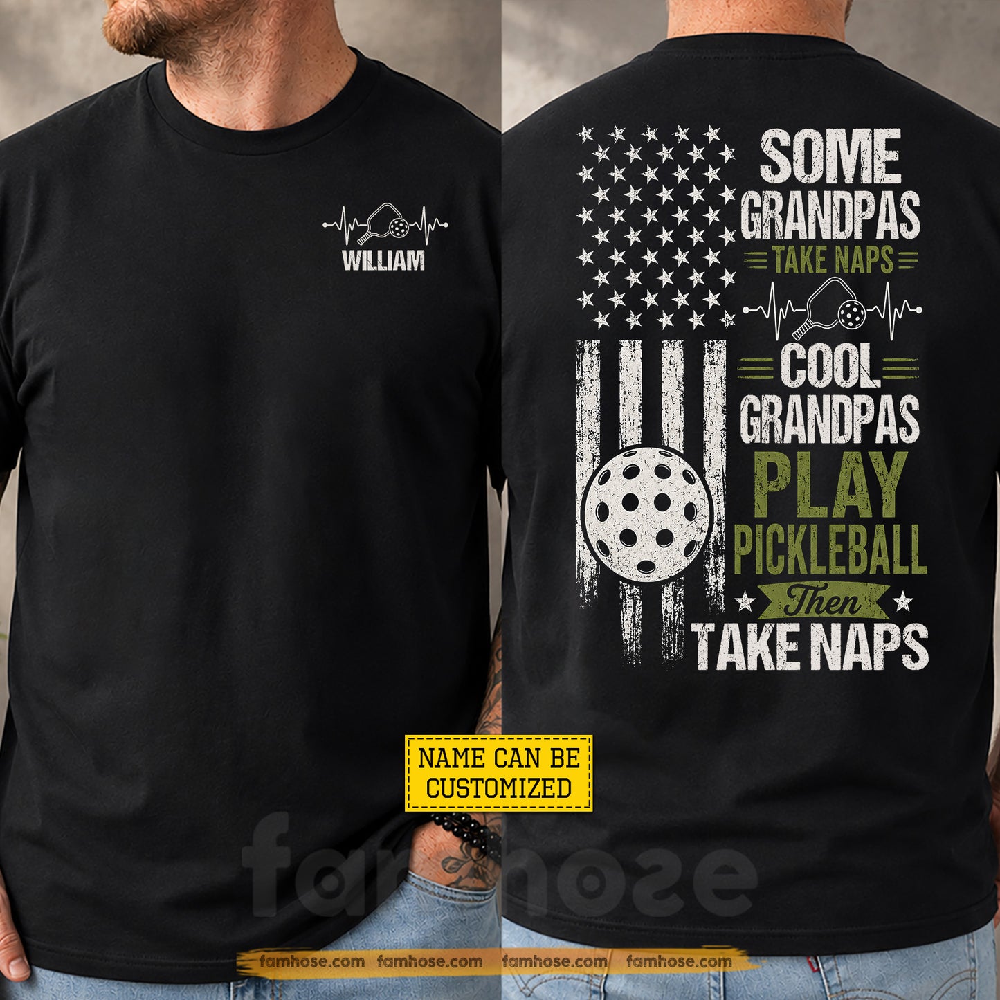 Personalized Pickleball Two-sided T-shirt, Some Grandpas Take Naps Sport Tees Gift For Pickleball Lover