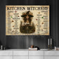 Halloween Kitchen Witch Canvas Painting, Kitchen Witchery Wall Art Decor, Spooky Season Poster Gift For Kitchen Lovers, Witch Lovers