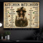 Halloween Kitchen Witch Canvas Painting, Kitchen Witchery Wall Art Decor, Spooky Season Poster Gift For Kitchen Lovers, Witch Lovers