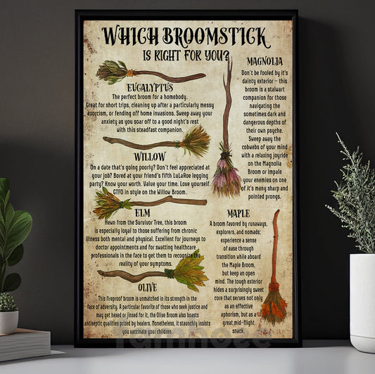 Halloween Broomstick Witch Canvas Painting, Which Broomstick Is Right For You Wall Art Decor, Spooky Season Poster Gift For Witch Lovers