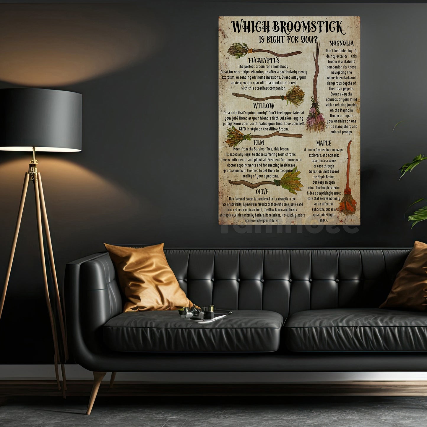 Halloween Broomstick Witch Canvas Painting, Which Broomstick Is Right For You Wall Art Decor, Spooky Season Poster Gift For Witch Lovers