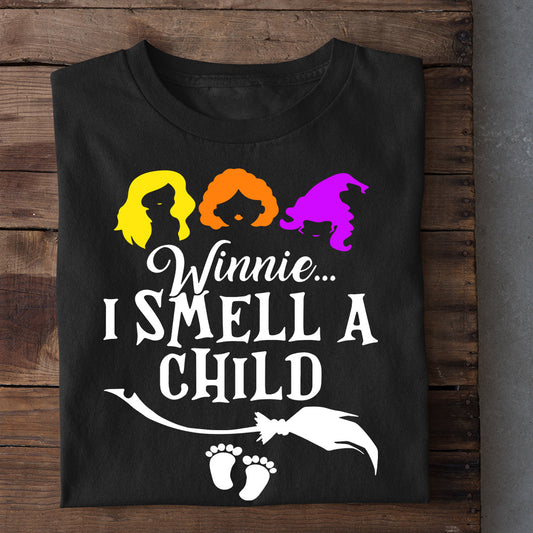 Halloween T-shirt, Winnie I Smell A Child, T-shirt Gift For Halloween Costume, Witch Tees With Broom