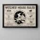Funny Halloween Witch Canvas Painting, Witches House Rules Wall Art Decor, Spooky Season Poster Gift For Witch Lovers