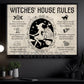 Funny Halloween Witch Canvas Painting, Witches House Rules Wall Art Decor, Spooky Season Poster Gift For Witch Lovers