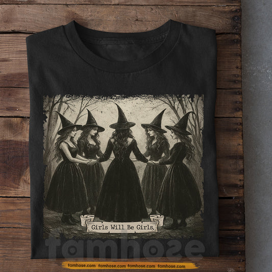 Vintage Halloween Witch T-shirt, Mystic Coven Witches Tees Spooky Season Gift For Witch Lovers