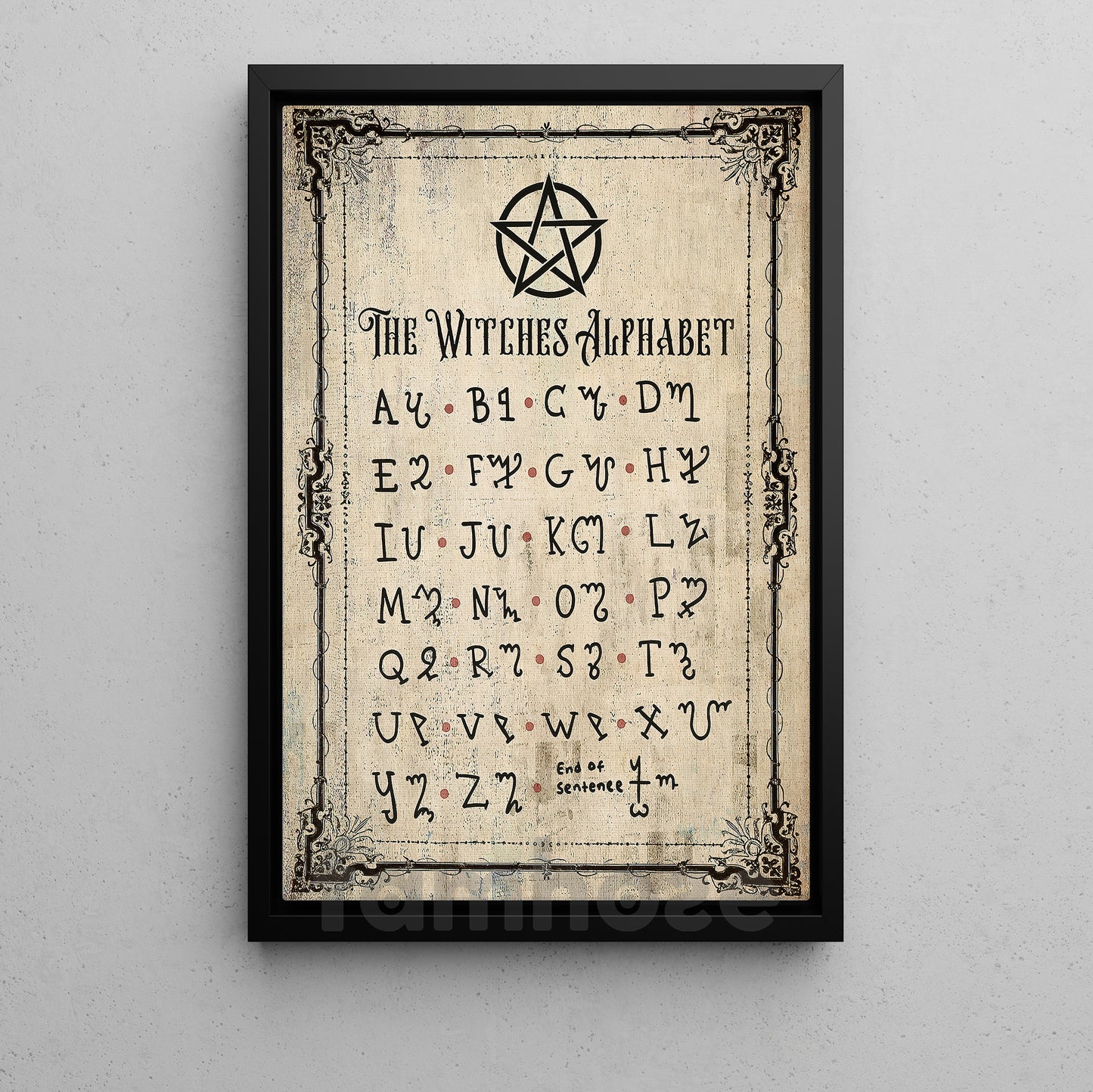 Halloween Witch Canvas Painting, The Witches Alphabet Wall Art Decor, Spooky Season Poster Gift For Witch Lovers