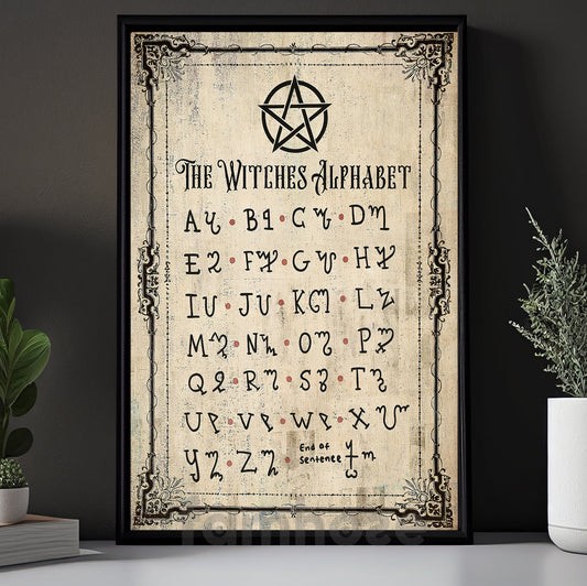 Halloween Witch Canvas Painting, The Witches Alphabet Wall Art Decor, Spooky Season Poster Gift For Witch Lovers