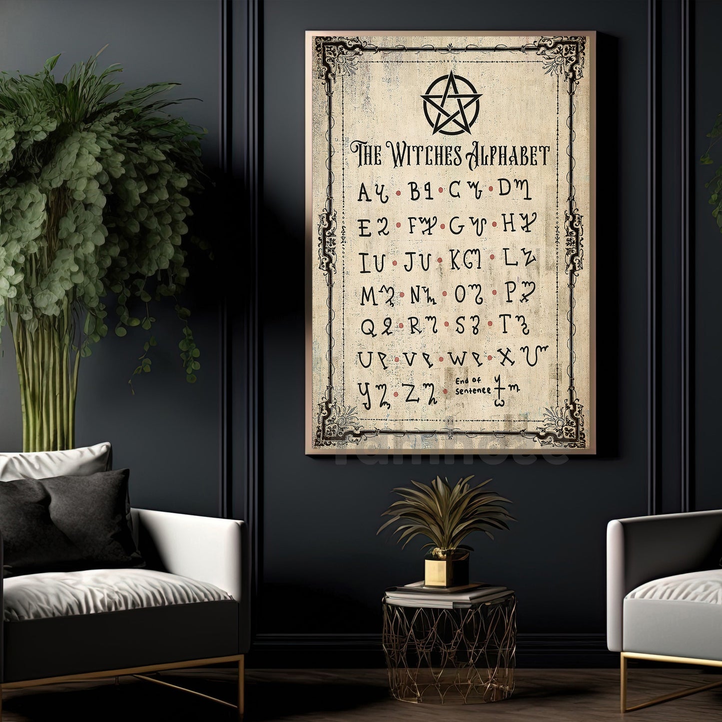 Halloween Witch Canvas Painting, The Witches Alphabet Wall Art Decor, Spooky Season Poster Gift For Witch Lovers
