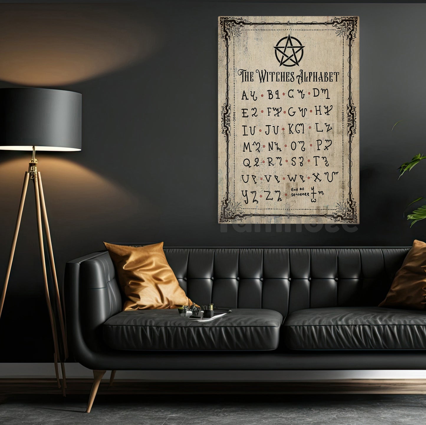 Halloween Witch Canvas Painting, The Witches Alphabet Wall Art Decor, Spooky Season Poster Gift For Witch Lovers