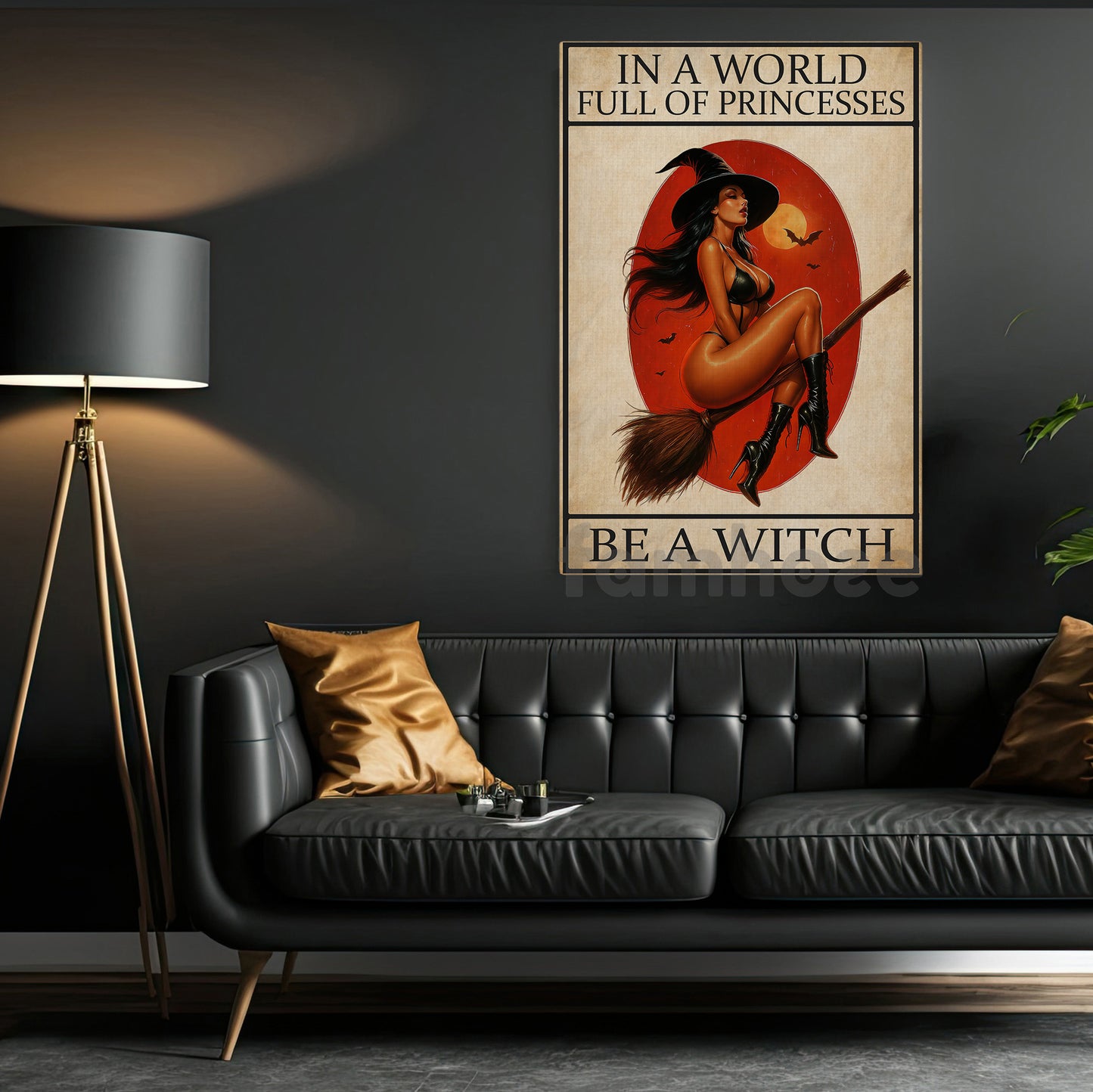 Sexy Halloween Witch Canvas Painting, Be A Witch Wall Art Decor, Spooky Season Poster Gift For Witch Lovers