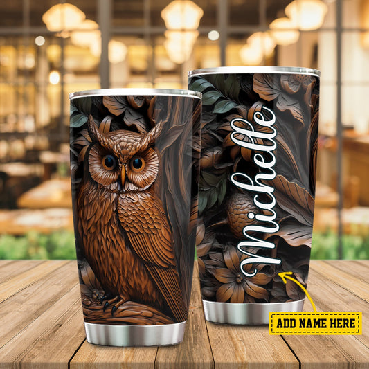 Majestic Owl, Owl Personalized Stainless Steel Tumbler, Tumbler Gifts For Owl Lovers