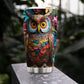 Vibrant Owl Mosaic Art, Owl Personalized Stainless Steel Tumbler, Tumbler Gifts For Owl Lovers