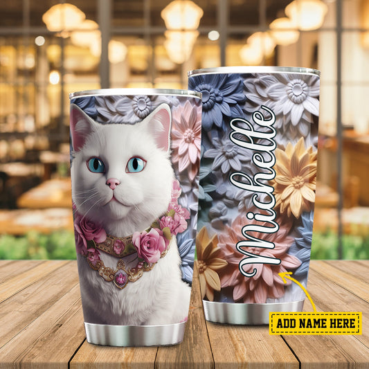 Regal Feline Elegance Adorned, Cat Personalized Stainless Steel Tumbler, Tumbler Gifts For Cat Lovers