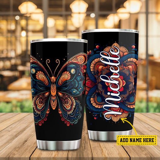 Vibrant Butterfly Artistry, Butterfly Personalized Stainless Steel Tumbler, Tumbler Gifts For Butterfly Lovers