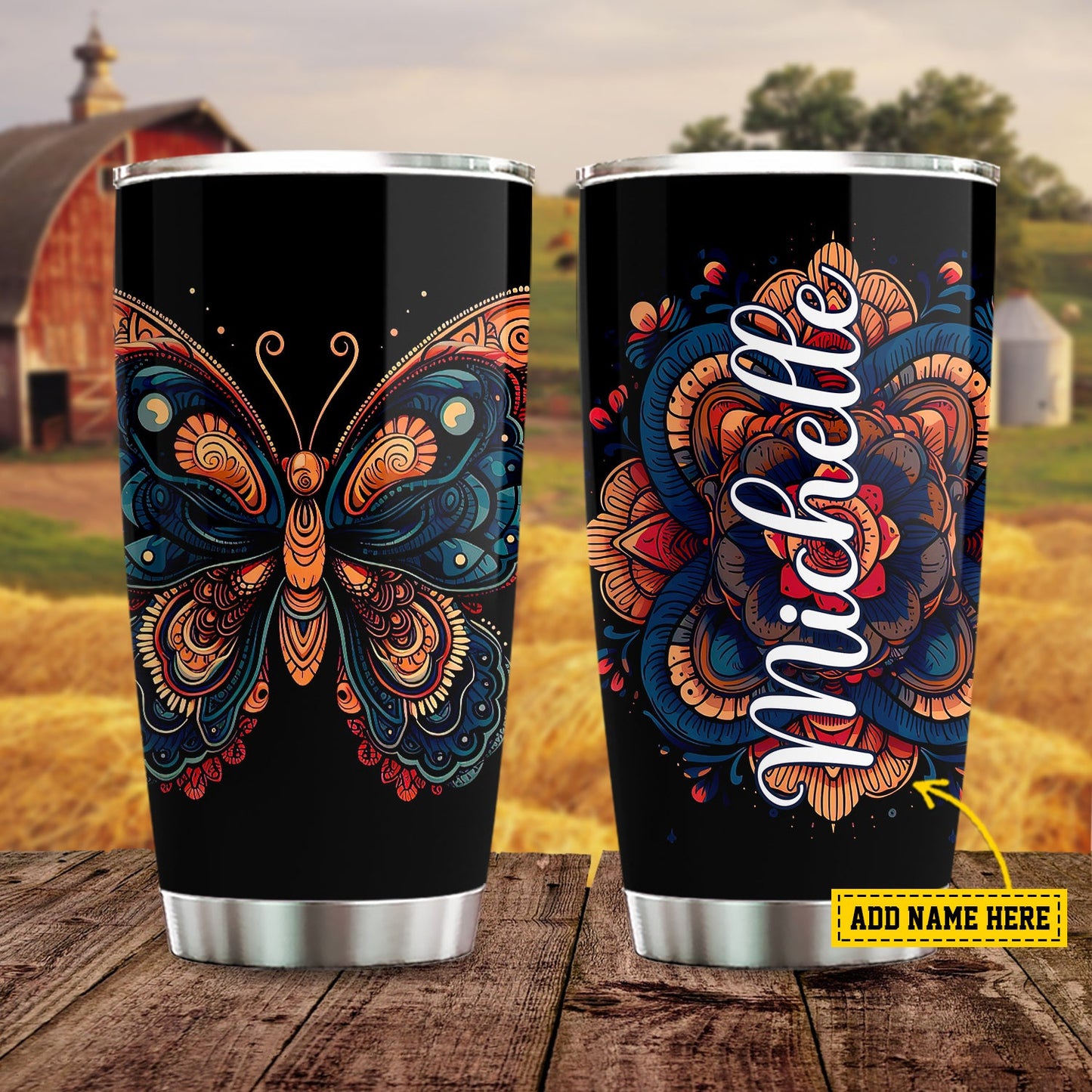 Vibrant Butterfly Artistry, Butterfly Personalized Stainless Steel Tumbler, Tumbler Gifts For Butterfly Lovers