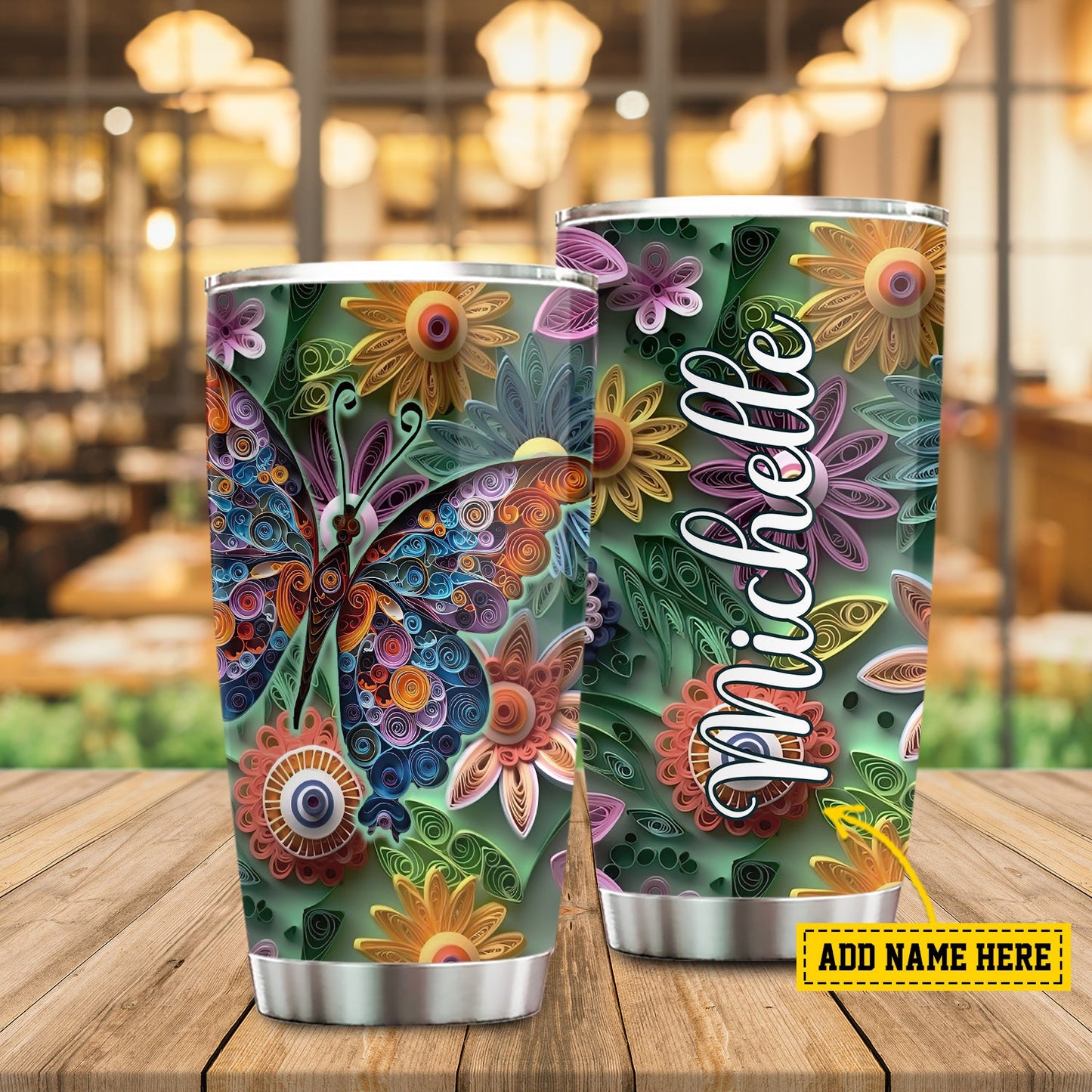 Kaleidoscope Of Nature, Butterfly Personalized Stainless Steel Tumbler, Tumbler Gifts For Butterfly Lovers