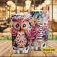Twilight Blossom Owl, Owl Personalized Stainless Steel Tumbler, Tumbler Gifts For Owl Lovers