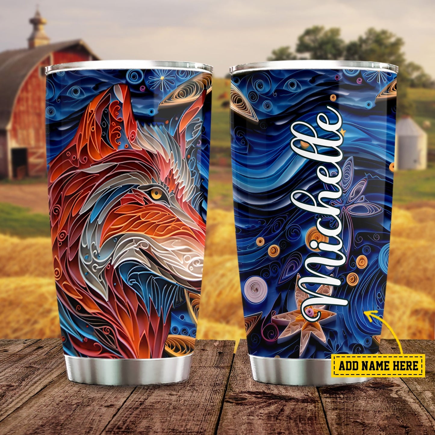 Fiery Wolf Rebirth, Wolf Personalized Stainless Steel Tumbler, Tumbler Gifts For Wolf Lovers