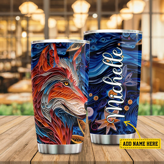 Fiery Wolf Rebirth, Wolf Personalized Stainless Steel Tumbler, Tumbler Gifts For Wolf Lovers