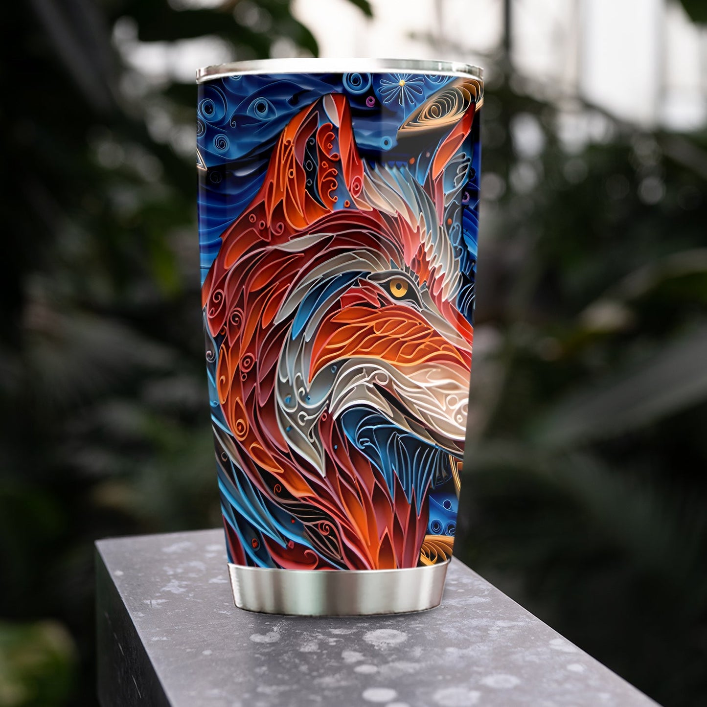 Fiery Wolf Rebirth, Wolf Personalized Stainless Steel Tumbler, Tumbler Gifts For Wolf Lovers