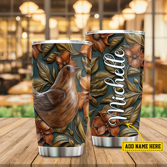 Autumn Songbird, Bird Personalized Stainless Steel Tumbler, Tumbler Gifts For Bird Lovers