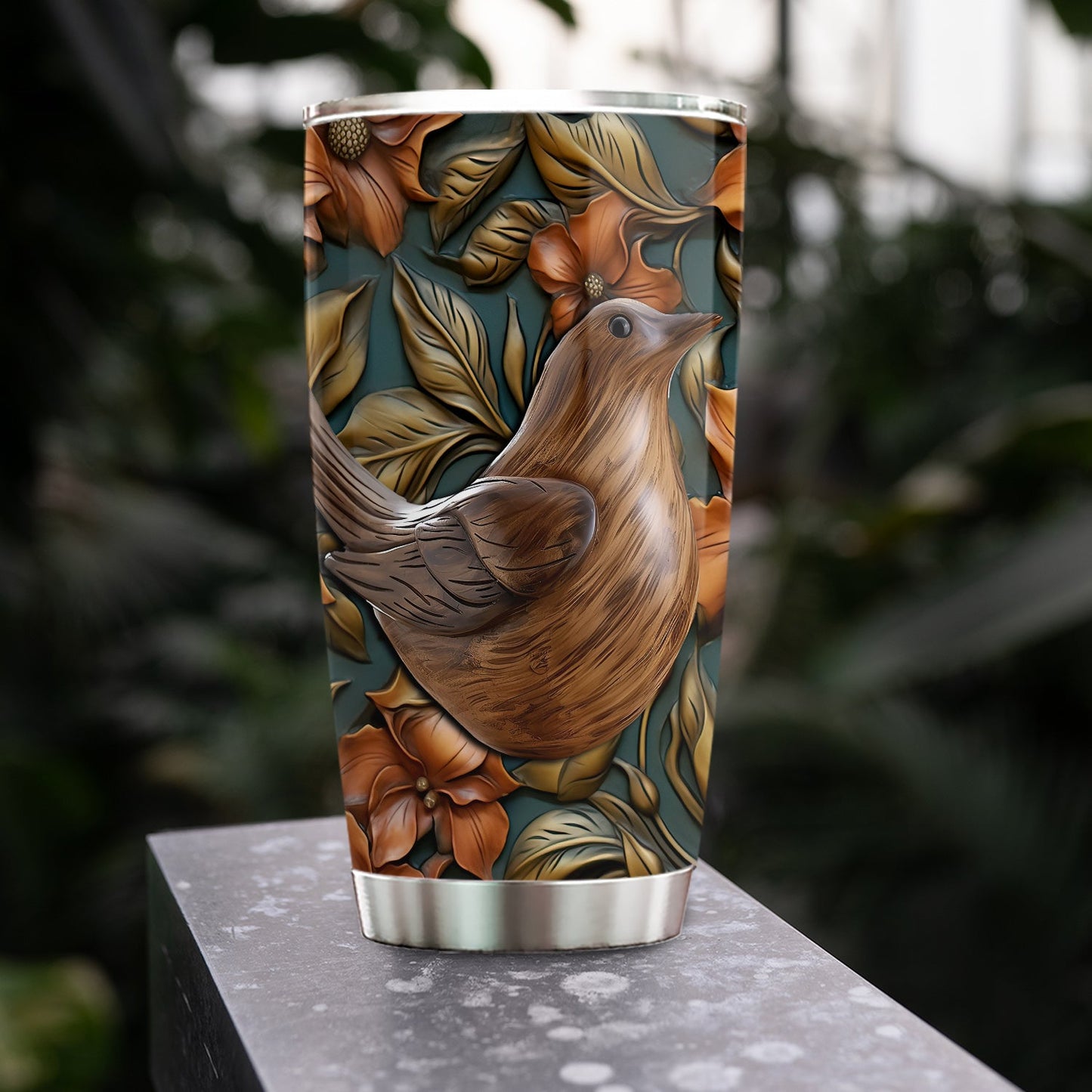 Autumn Songbird, Bird Personalized Stainless Steel Tumbler, Tumbler Gifts For Bird Lovers