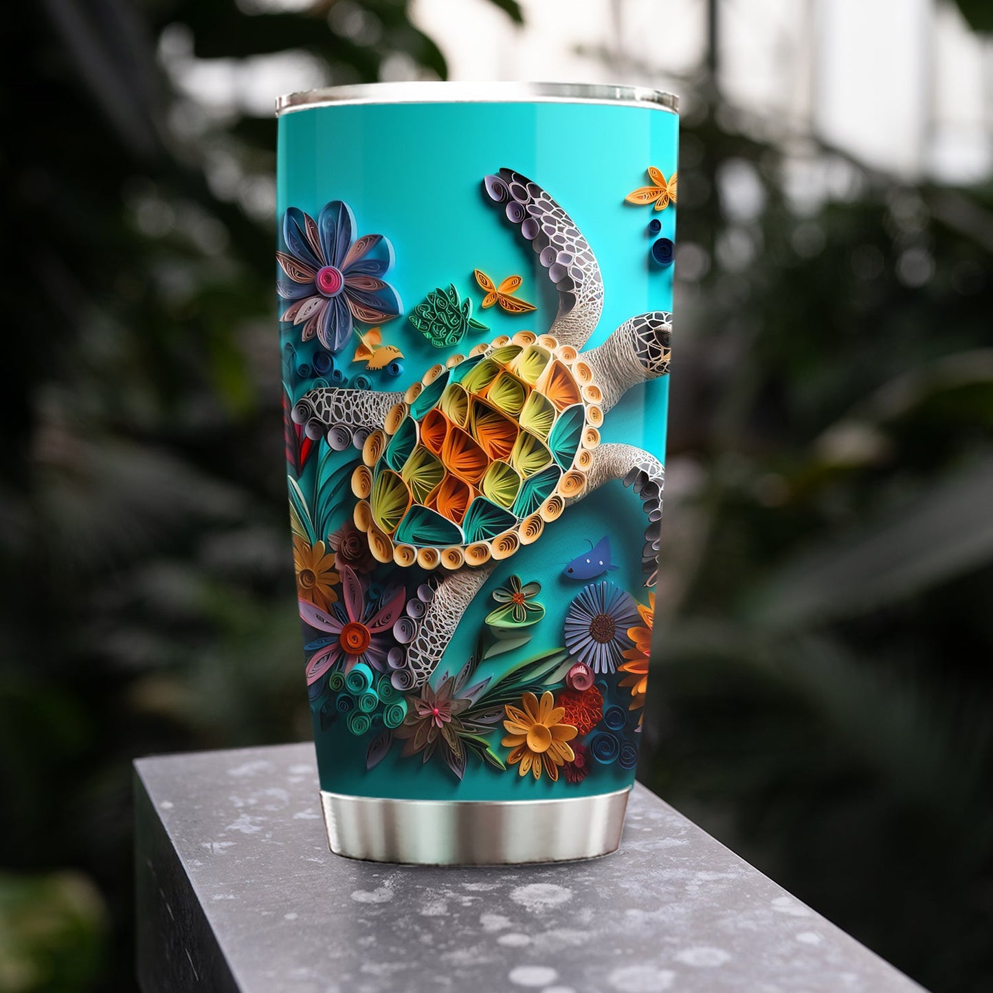 Vibrant Sea Turtle Art, Turtle Personalized Stainless Steel Tumbler, Tumbler Gifts For Turtle Lovers