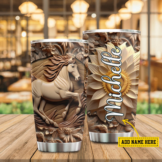 Majestic Horse Floral, Horse Personalized Stainless Steel Tumbler, Tumbler Gifts For Horse Lovers