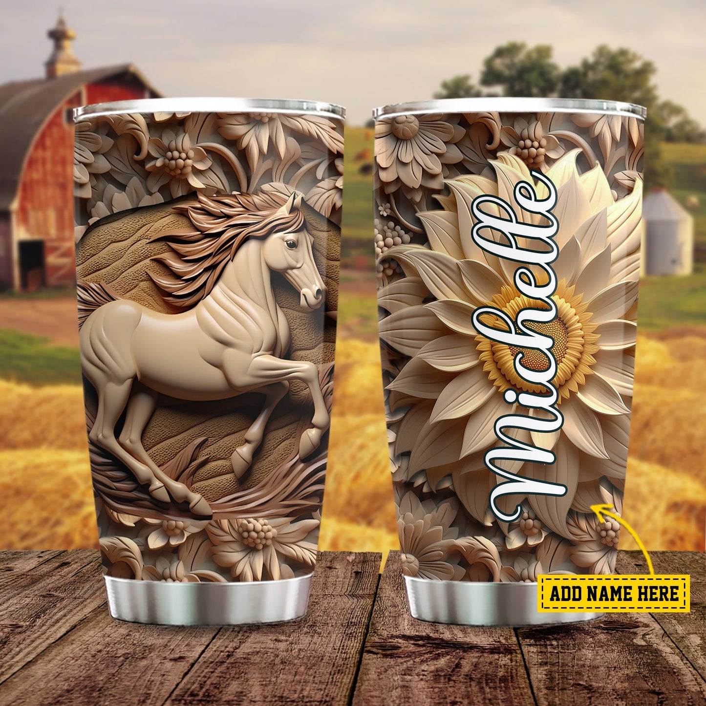 Majestic Horse Floral, Horse Personalized Stainless Steel Tumbler, Tumbler Gifts For Horse Lovers