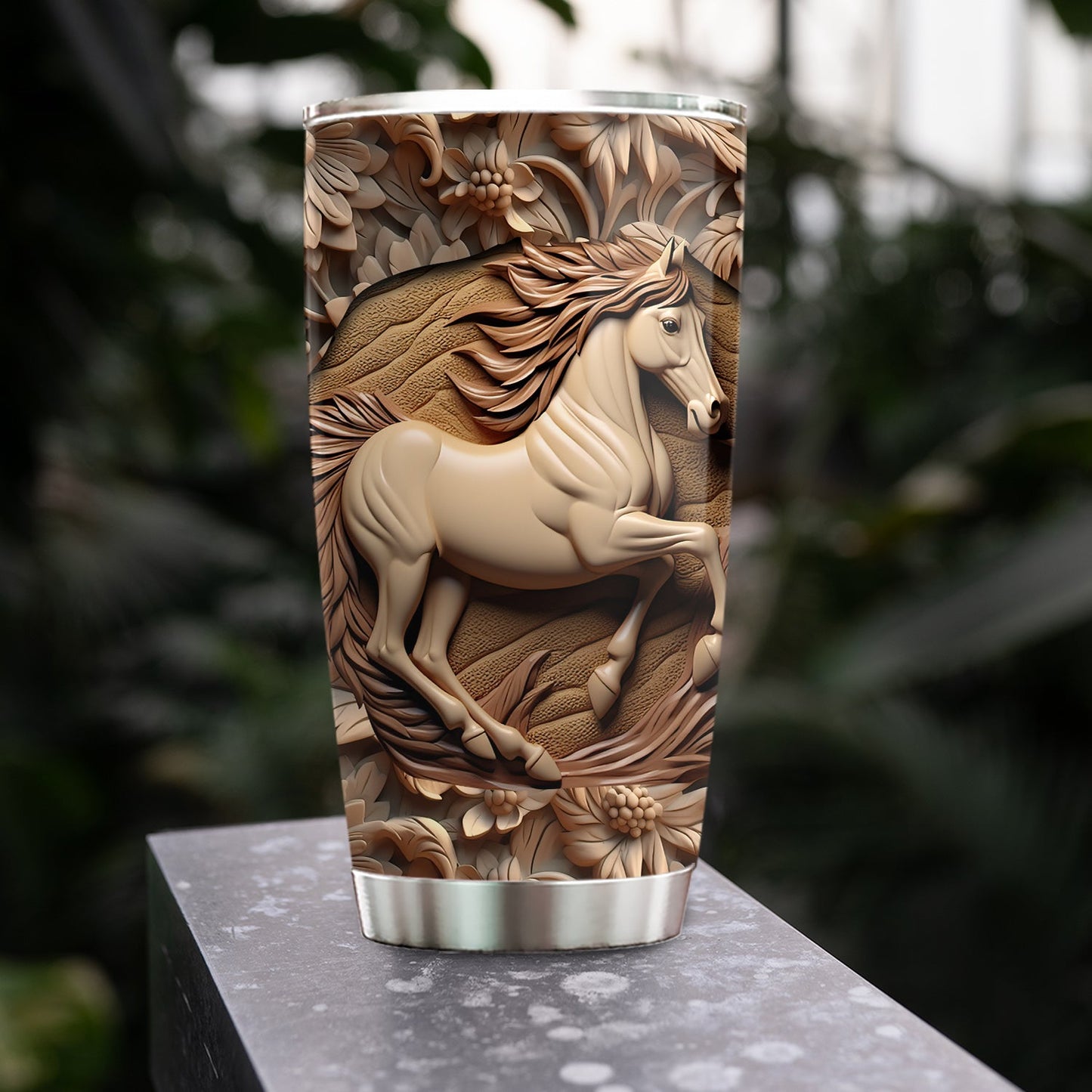 Majestic Horse Floral, Horse Personalized Stainless Steel Tumbler, Tumbler Gifts For Horse Lovers