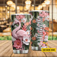 Elegant Flamingo Blossom, Flamingo Personalized Stainless Steel Tumbler, Tumbler Gifts For Flamingo Lovers