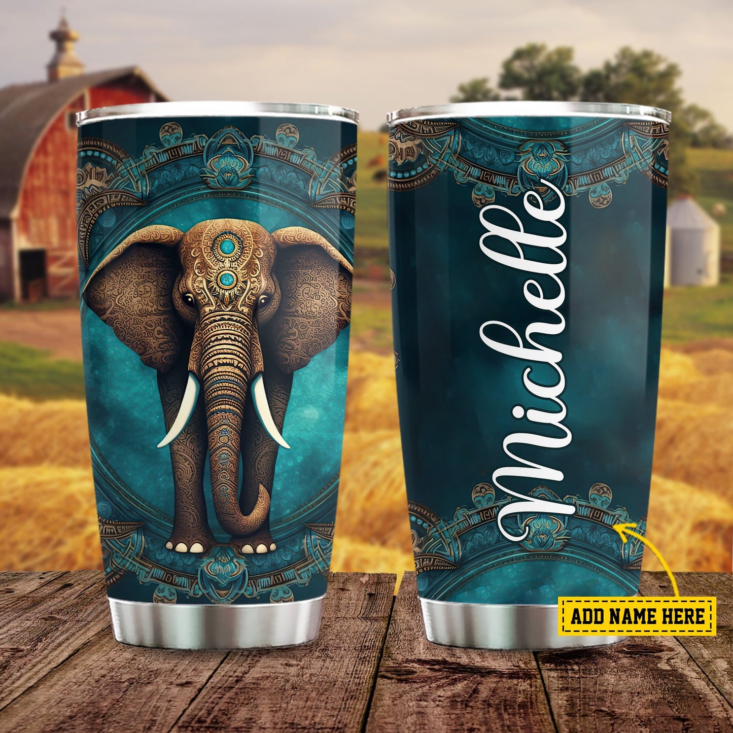 Majestic Ornate Elephant, Elephant Personalized Stainless Steel Tumbler, Tumbler Gifts For Elephant Lovers