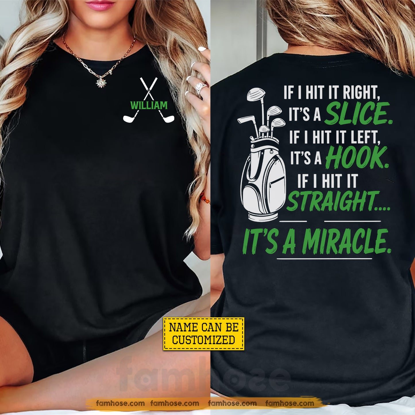 Personalized Golf Two-sided T-shirt, It's A Miracle Sport Tees Gift For Golf Lover
