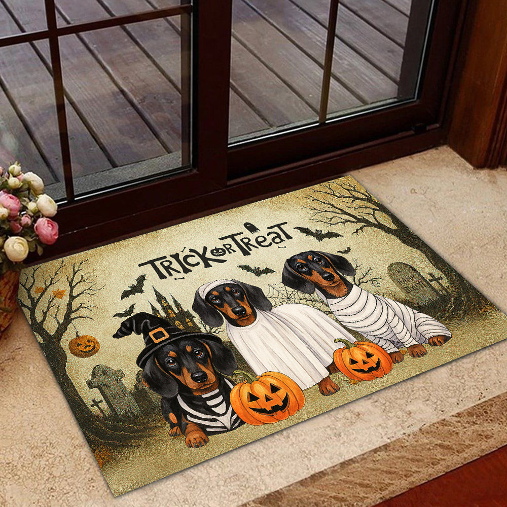 Cute Halloween Dachshund Dog Doormat, Trick Or Treat, Spooky Doormat For Home Decor Housewarming Gift, Welcome Mat Gift For Dachshund Lovers