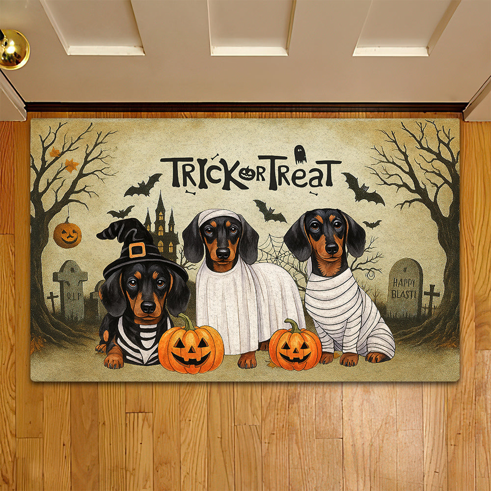 Cute Halloween Dachshund Dog Doormat, Trick Or Treat, Spooky Doormat For Home Decor Housewarming Gift, Welcome Mat Gift For Dachshund Lovers