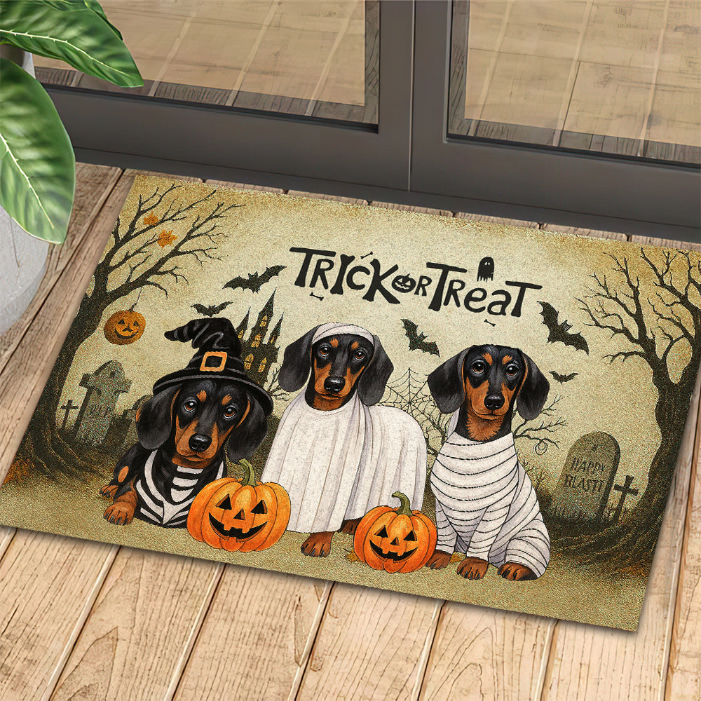 Cute Halloween Dachshund Dog Doormat, Trick Or Treat, Spooky Doormat For Home Decor Housewarming Gift, Welcome Mat Gift For Dachshund Lovers