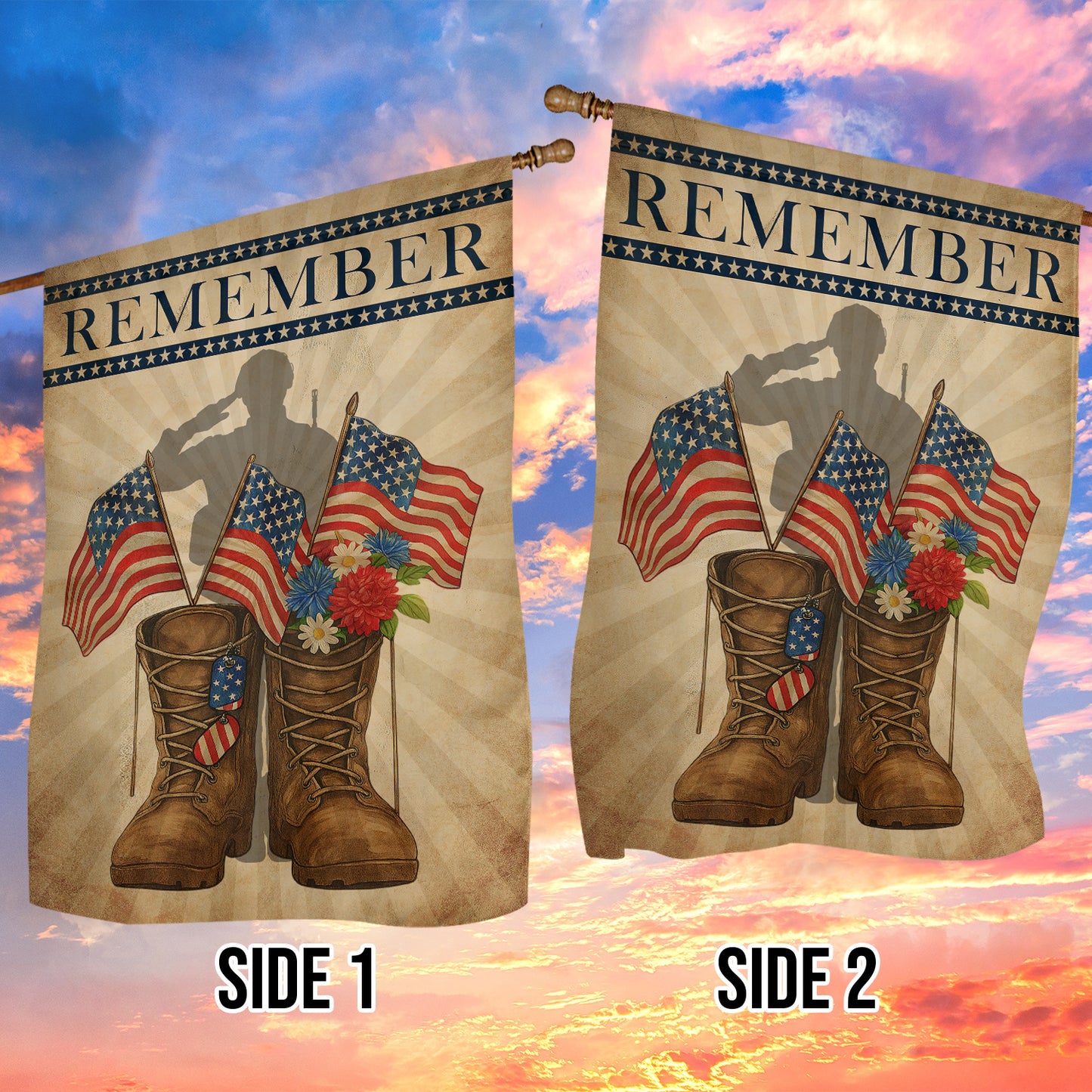 Veterans Day Garden & House Flag, Remember USA Yard Flag Gift For Veterans