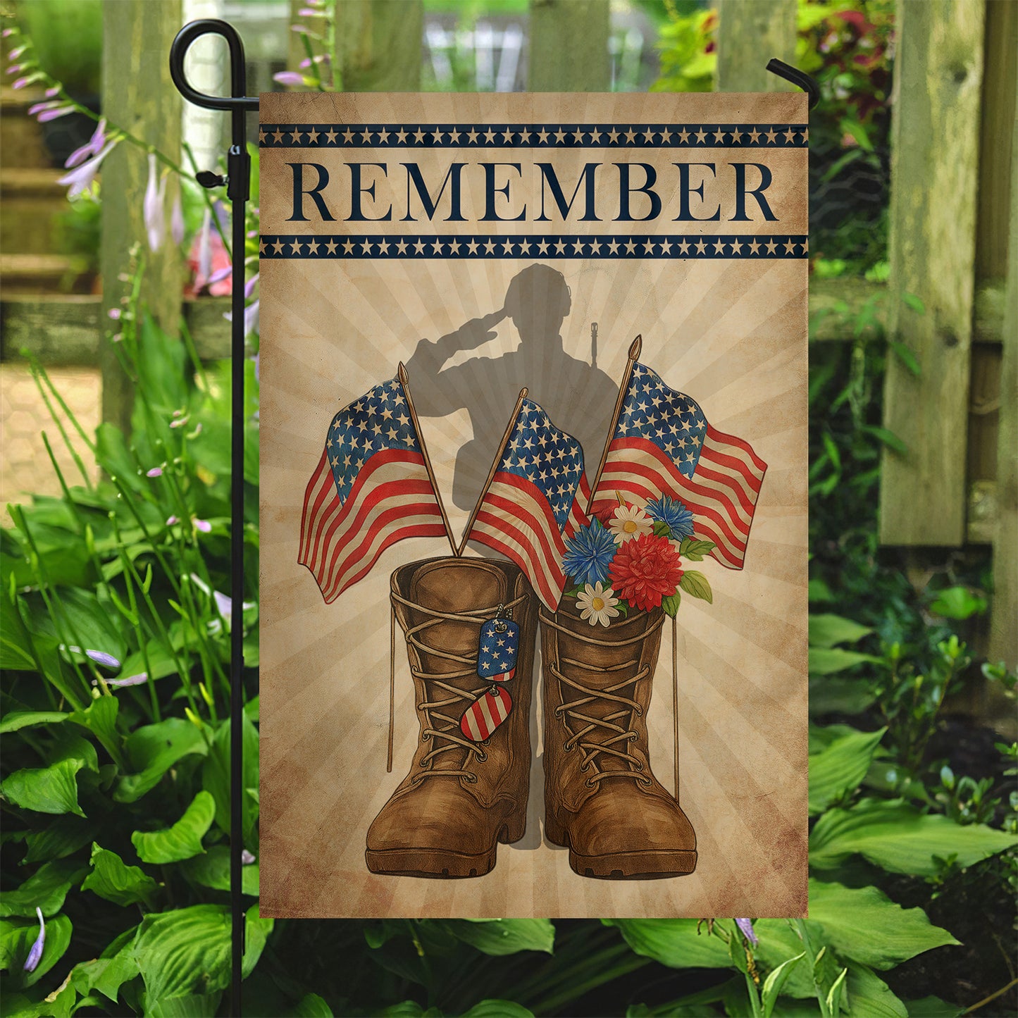 Veterans Day Garden & House Flag, Remember USA Yard Flag Gift For Veterans
