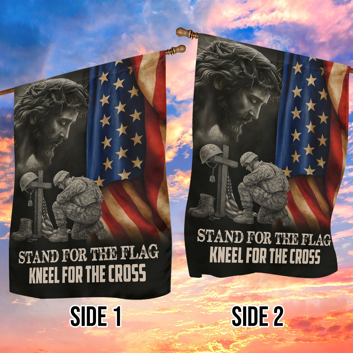 Veterans Day Jesus Garden & House Flag, Stand For The Flag USA Flag Gift For Veterans