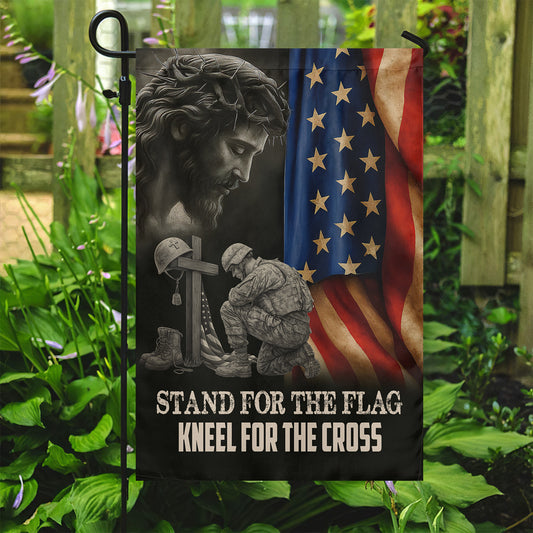 Veterans Day Jesus Garden & House Flag, Stand For The Flag USA Flag Gift For Veterans