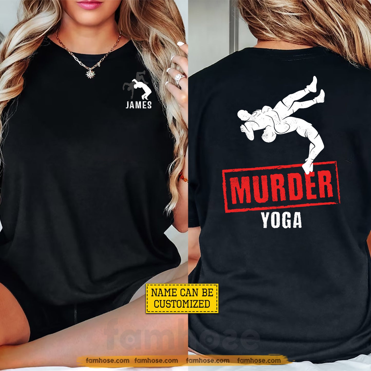 Personalized Wrestling Two-sided T-shirt, Murder Yoga Sport Tees Gift For Wrestling Lover