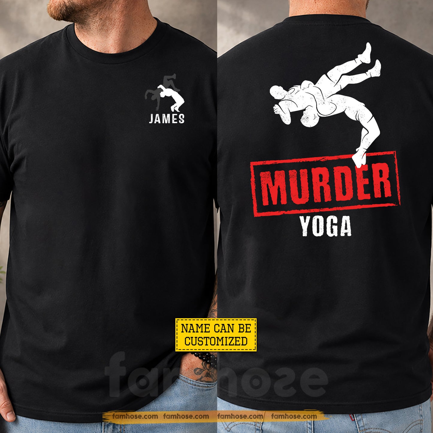 Personalized Wrestling Two-sided T-shirt, Murder Yoga Sport Tees Gift For Wrestling Lover