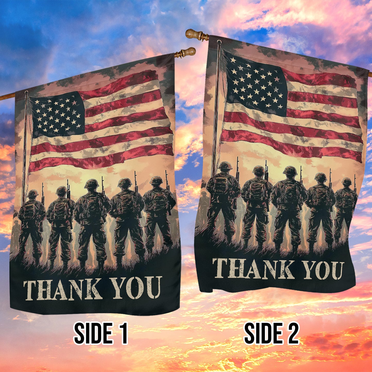 Veterans Day Garden & House Flag, Thank You USA Yard Flag Gift For Veterans