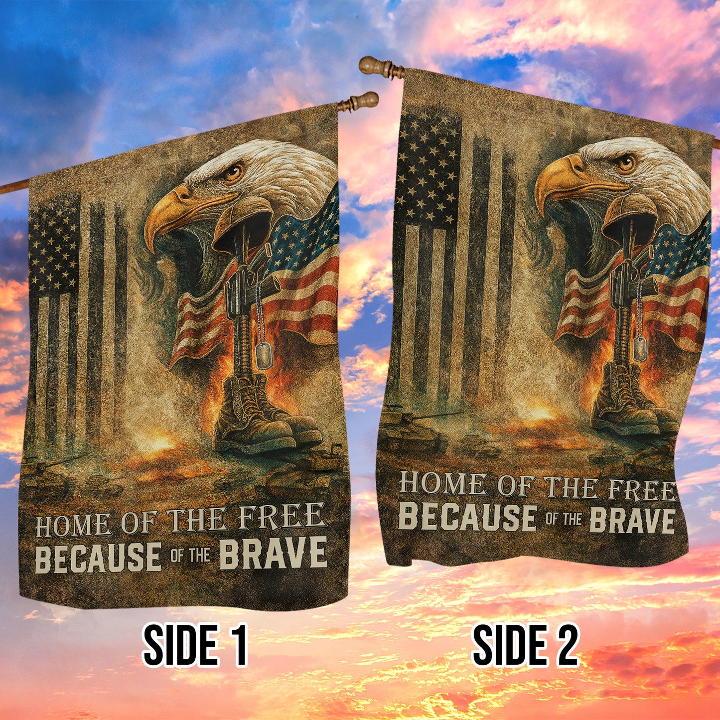 Veterans Day Garden & House Flag, Home Of The Free USA Flag Gift For Veterans