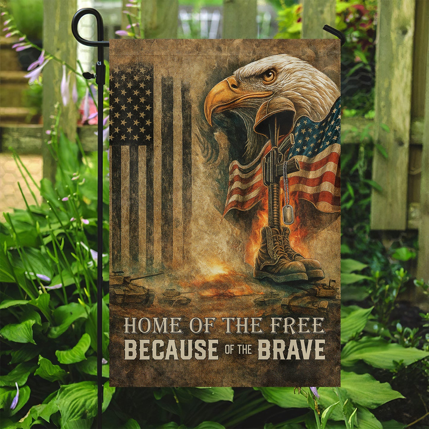 Veterans Day Garden & House Flag, Home Of The Free USA Flag Gift For Veterans