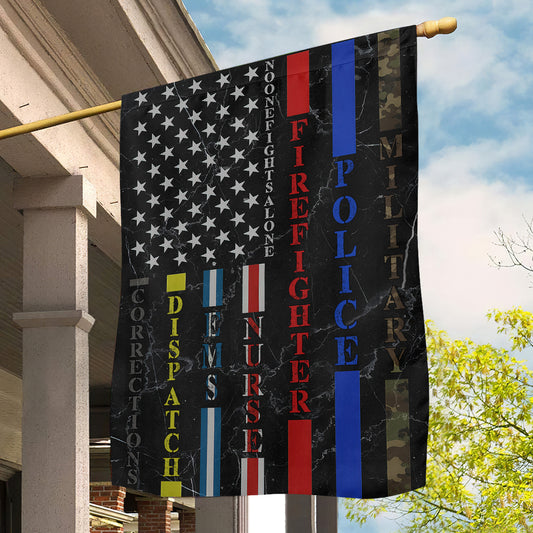 Veterans Day Garden & House Flag, No One Fights Alone USA Yard Flag Gift For Veterans