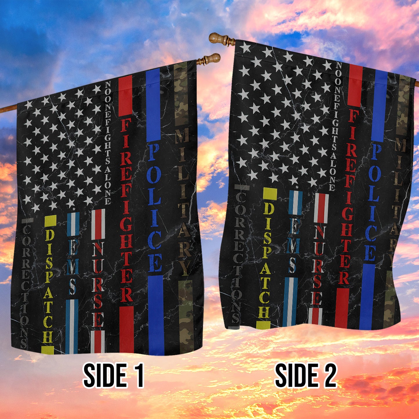 Veterans Day Garden & House Flag, No One Fights Alone USA Yard Flag Gift For Veterans