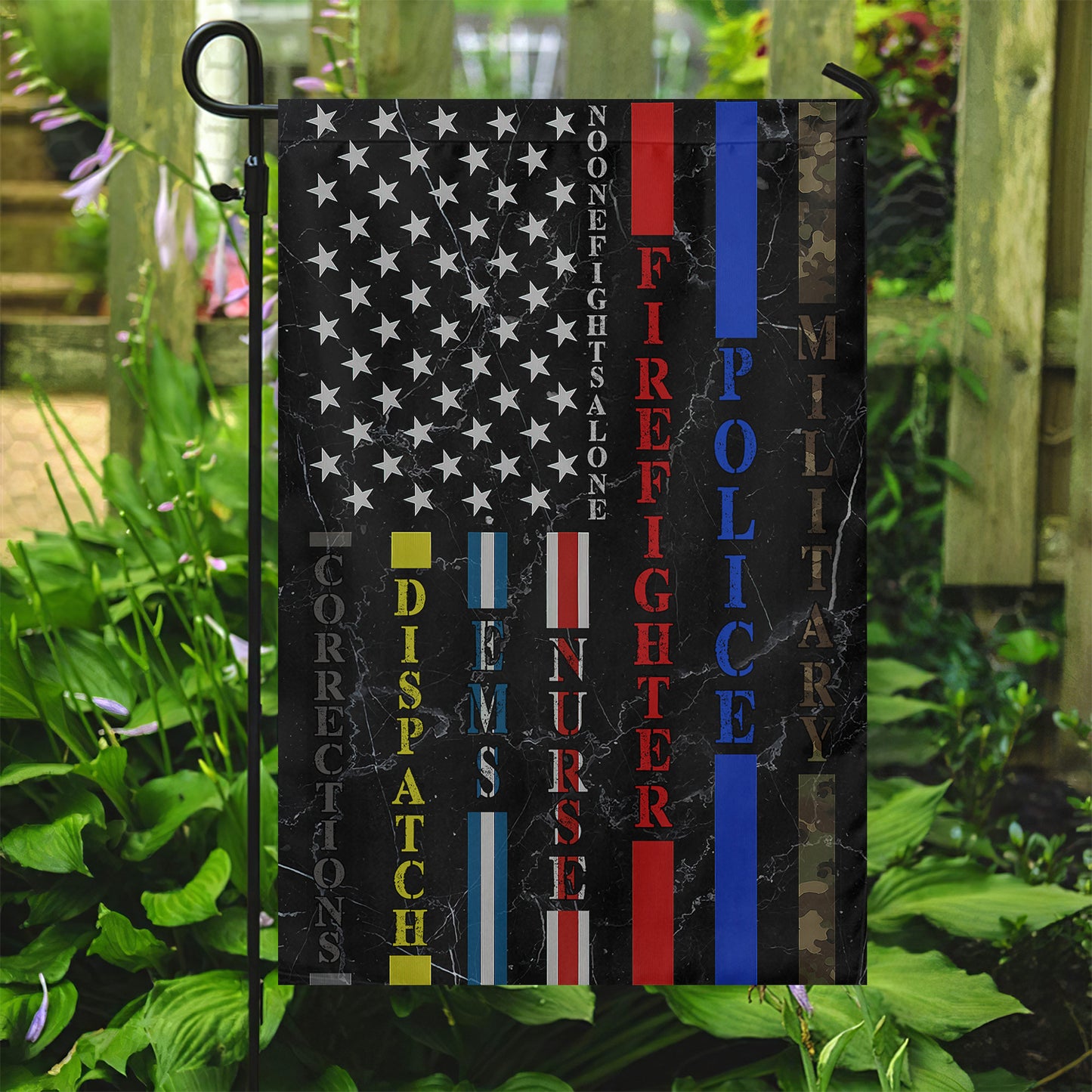 Veterans Day Garden & House Flag, No One Fights Alone USA Yard Flag Gift For Veterans
